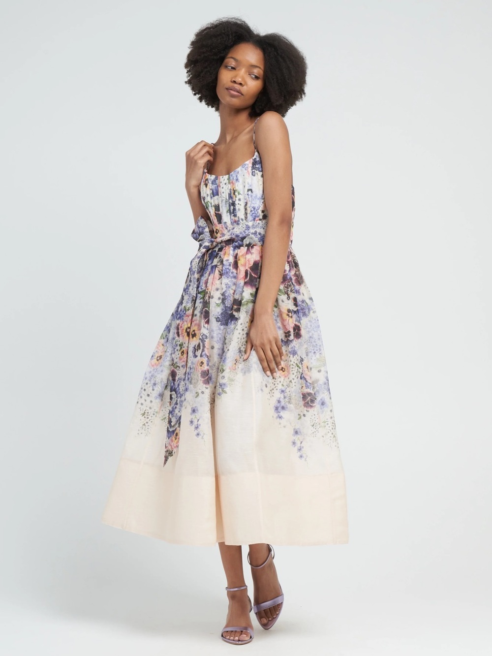 Zimmerman: Tama Corset Midi Dress In Floral Print